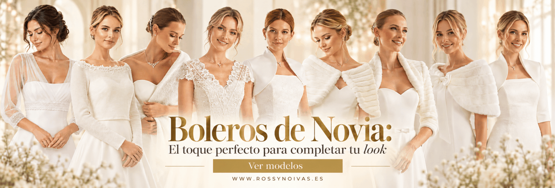 Noivas em Linha com Boleros Elegantes